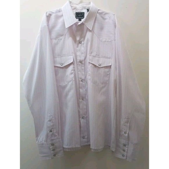 Mens Roper Pearl Snap Palest Pink Pin Striped Long Sleeved Shirt Size Large - Picture 2 of 9